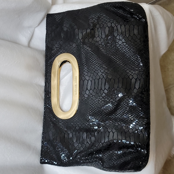 Michael Kors Berkeley Patent Python Clutch - Picture 5 of 13